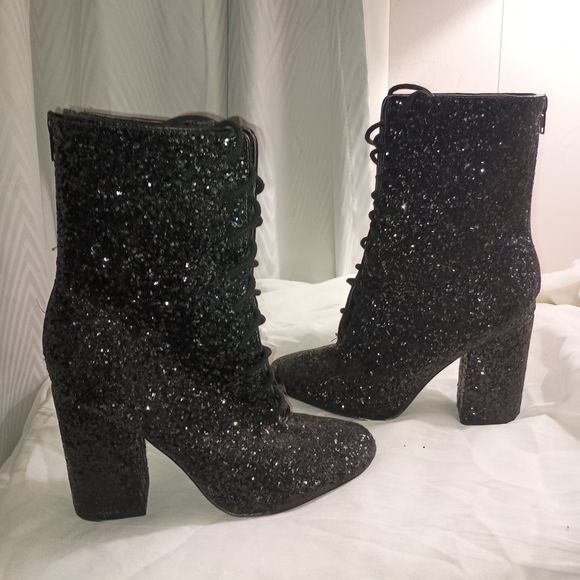 YRU Meteor Black Glitter Boots - Picture 1 of 7